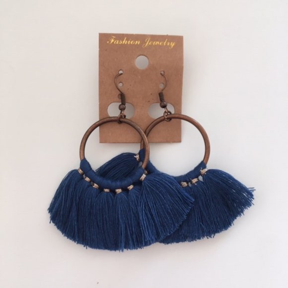Jewelry - Boho Tassel Earrings - Blue